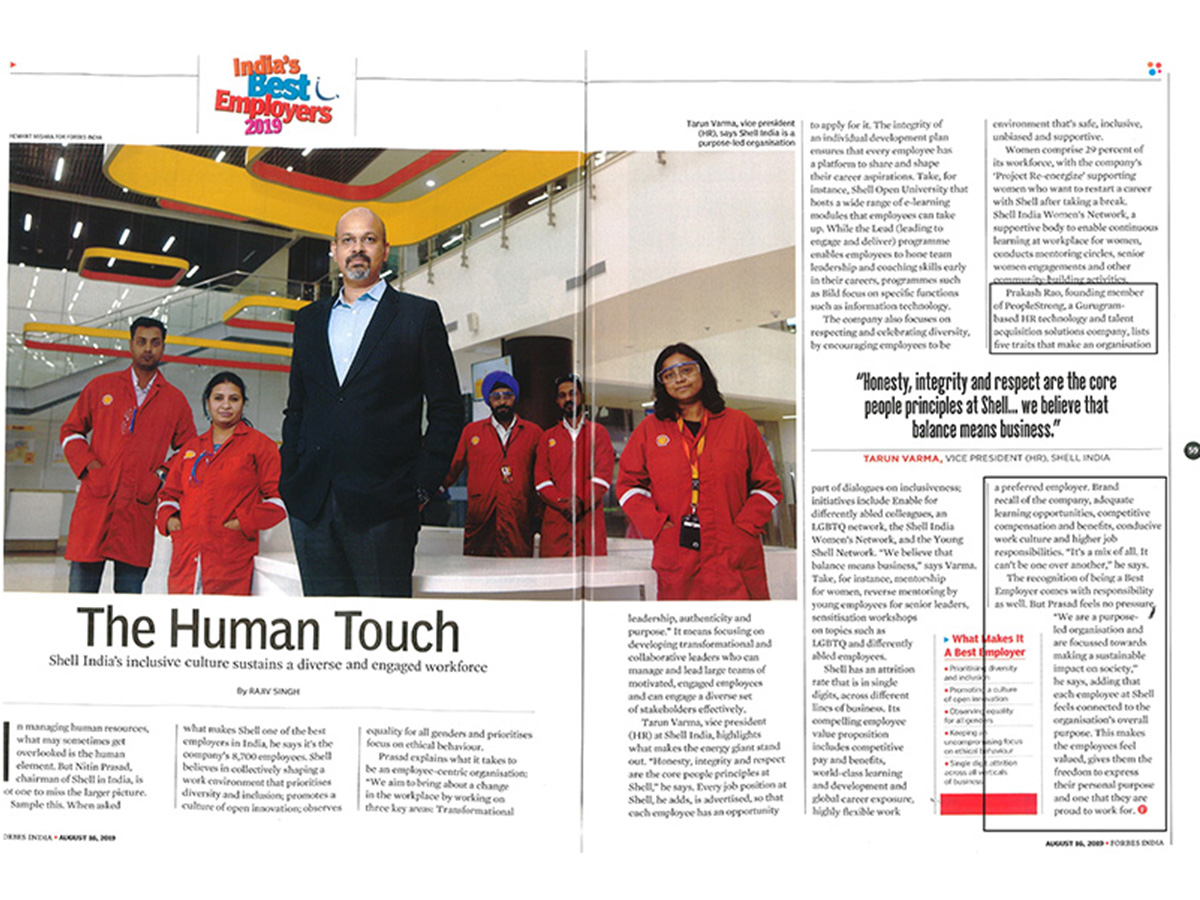 The Human Touch by Rajiv Singh appeared in Forbes India, special issue on India’s best employers 2019
