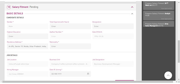 Built-in salary calculator