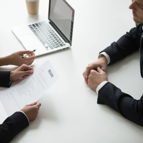 male applicant having job interview