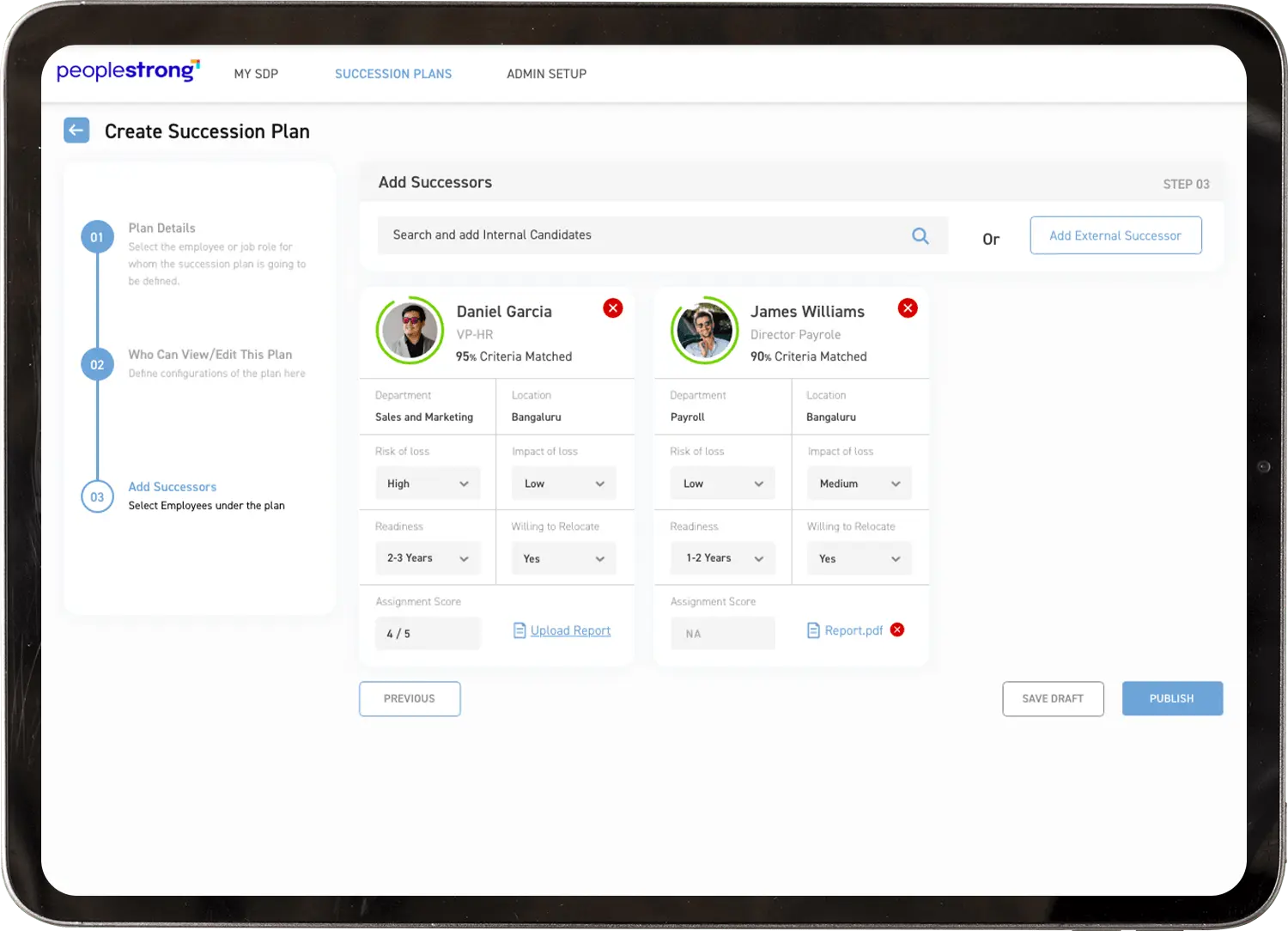 Succession planning Screen