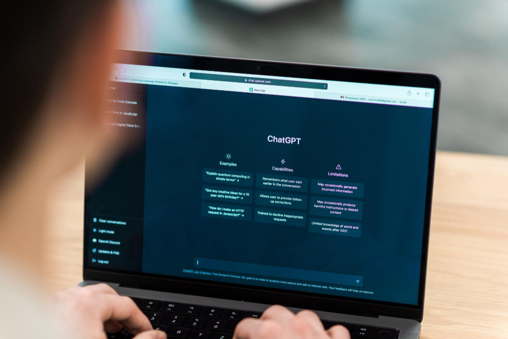 Employee using chatgpt in office