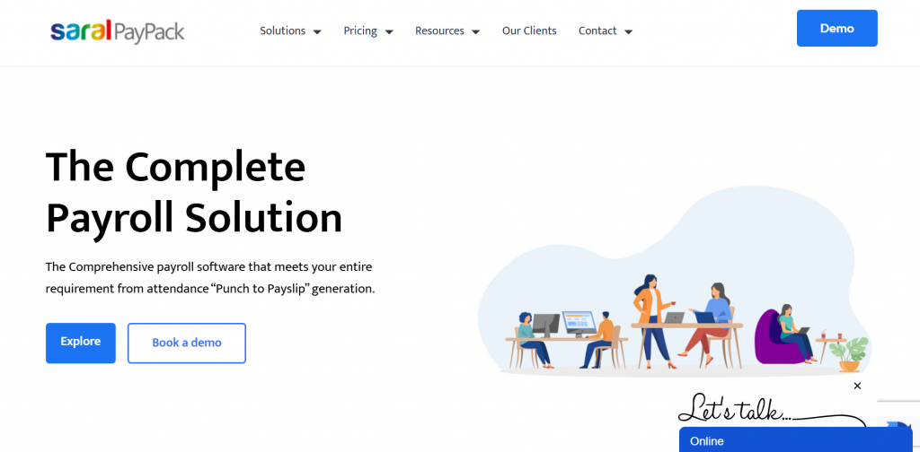 Saral Payroll software website screenshot