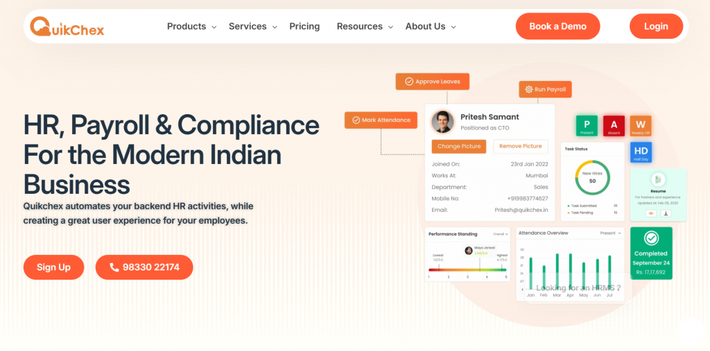 Quikchex Payroll Outsourcing Service Provider Website Screenshot