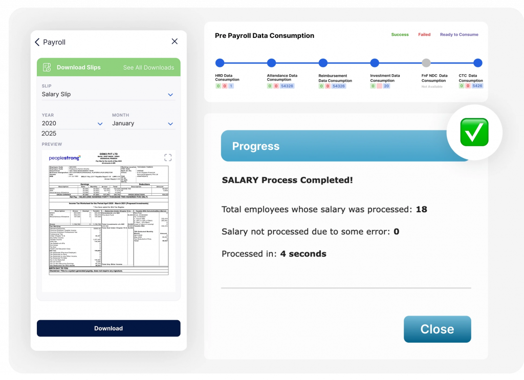 PeopleStrong Payroll Processing Dashboard